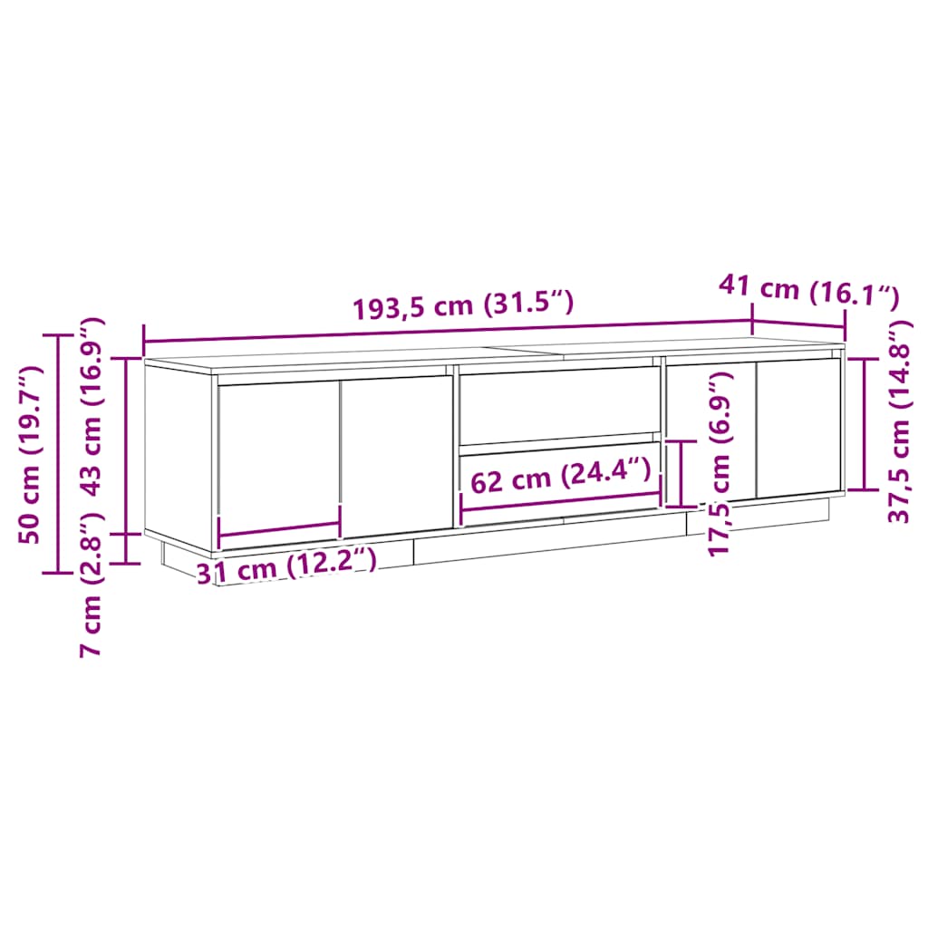 Vieux bois éclairage LED 193,5x41x50