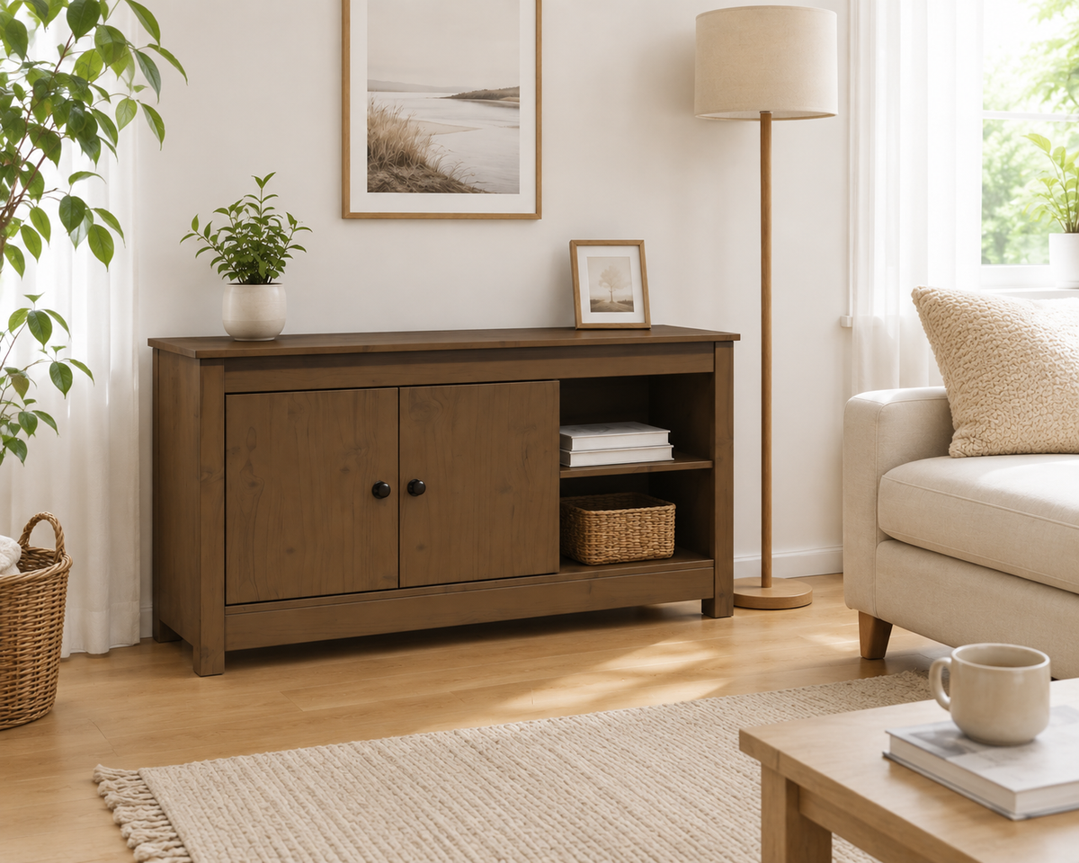Bois de pin massif marron miel 103x36,5x52