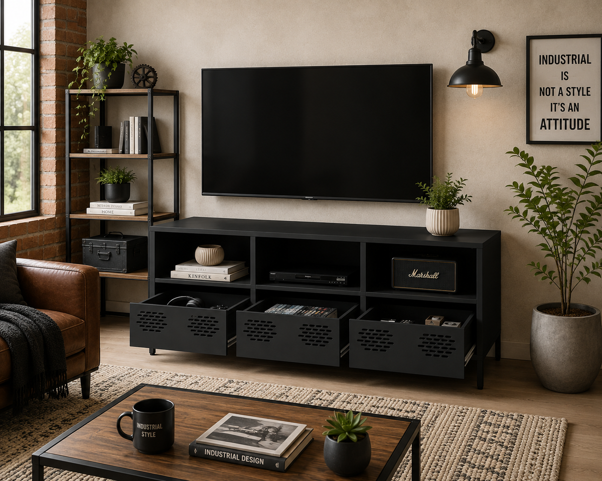 Meuble acier noir 101,5x39x43,5