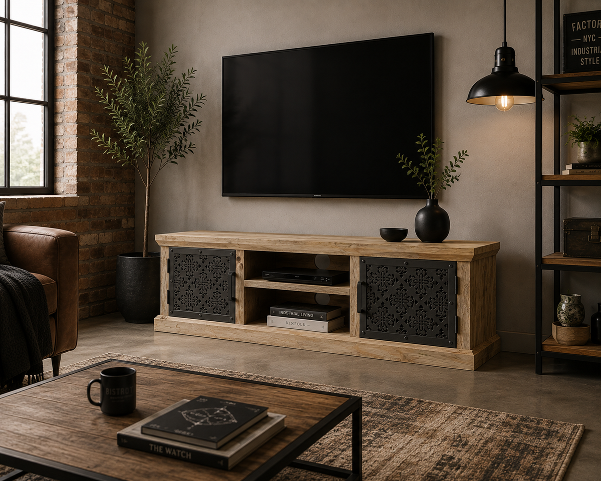 Bois de manguier portes acier 120x30x40