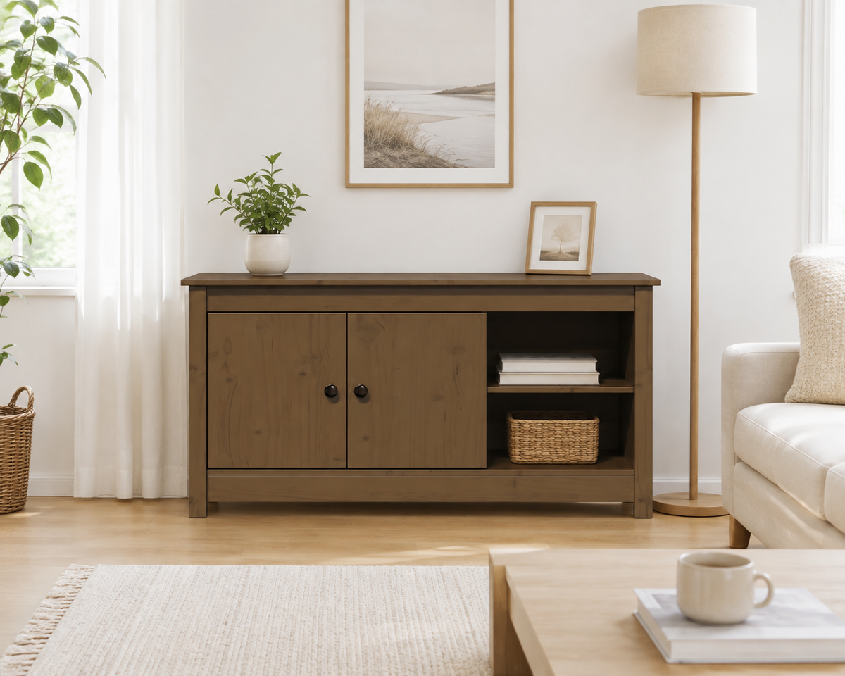 Bois de pin massif marron miel 103x36,5x52