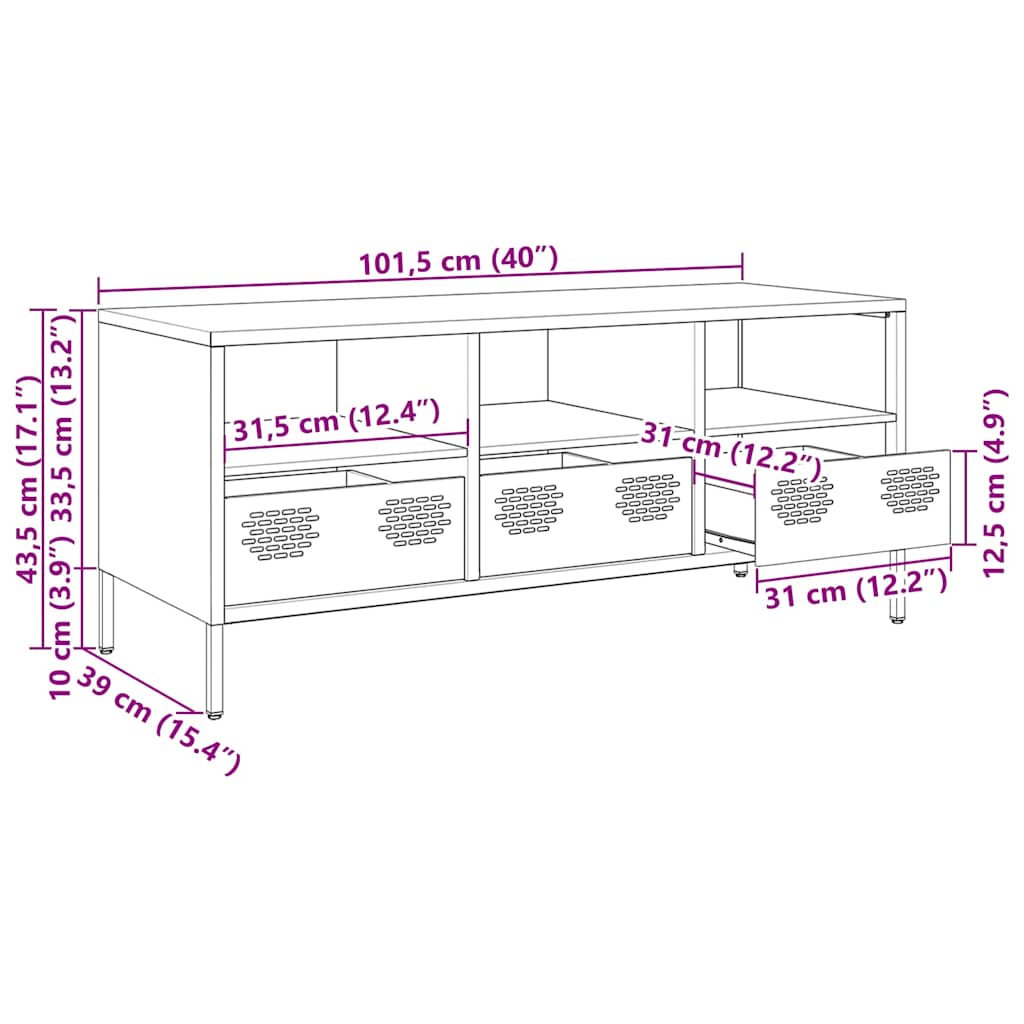 Meuble acier noir 101,5x39x43,5